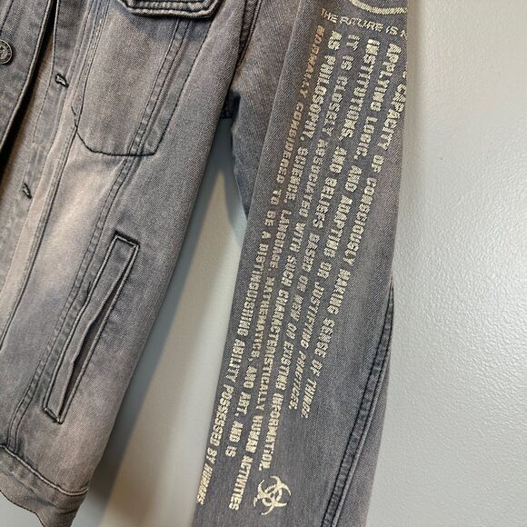 Reason Supply Co Grey Denim Jacket Mens Medium ApolloX - Picture 6 of 8